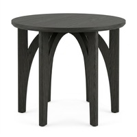 Table d'appoint ronde moderne et élégante, écologique, avec plateau en marbre blanc et base en bois, design minimaliste pour salon