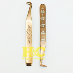 Pince à épiler pour extensions de cils en or rose, gravée au laser, en acier inoxydable, antidérapante, à pointe fine, durable, testée à la main, personnalisée - Product Image 1