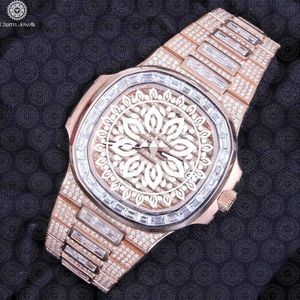 Charm Jewells Montre tonneau de luxe pour femme, or rose, lunette en diamant, cristal saphir, quartz analogique, 42 mm, fermoir pliant - Product Image 4