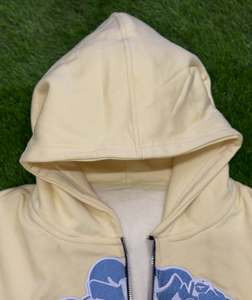 เสื้อฮู้ดซิปผู้ชาย สีเหลืองอ่อน พิมพ์ลายกราฟิก สีฟ้า ทรงปกติ ผ้าฝ้ายเฟรนช์เทอร์รี่ สวมใส่สบายๆ สำหรับฤดูใบไม้ร่วง - Product Image 2