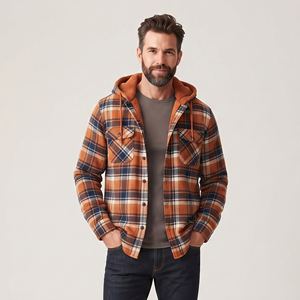 Men's Plaid Hooded Shirt <b>Jacket</b> With Sherpa Lining Front Pockets Plaid <b>Jacket</b> Casual Winter Wear Plaid <b>Flannel</b> <b>Jackets</b> Men - Product Image 1