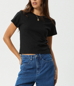 Camiseta Corta de Mujer, Cuello Redondo, Manga Corta, Ajustada, de Algodón Jersey, Informal, para Primavera y Verano, Uso Diario - Product Image 6