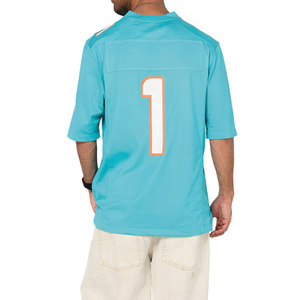 American Football Jersey Teal <b>V</b> <b>Neck</b> Number Print Athletic Practice Top Oversized Light Blue <b>T</b>-<b>Shirt</b> Sportswear - Product Image 2