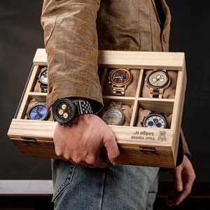 Boîte à montres AHTE MANUEXPO UR-065 à 10 emplacements pour hommes, boîte de présentation de montres et de bijoux en bois de rose indien de luxe, organisateur en bois fait main - Product Image 5
