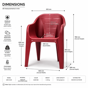 Chaise en plastique moderne et durable Jumbo avec design imperméable et garantie de 2 ans pour la maison, le bureau et le salon - Product Image 3
