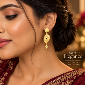 Elegant Teardrop Pendant Necklace Earrings <b>Set</b> for Women 24K Gold Plated Traditional Indian <b>Bridal</b> Wedding Party <b>Jewelry</b> Gift - Product Image 4