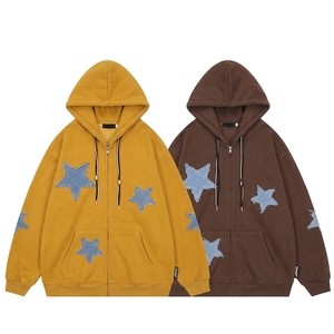 Sudadera con capucha Bape personalizada para hombre, 100% algodón, transpirable, cuello en V, corte holgado, con estampado de estrellas bordadas, estilo cárdigan, para otoño, con bolsillo. - Product Image 4