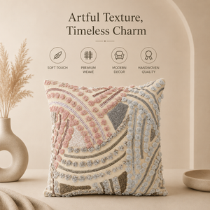 Abstract Tufted Cushion Cover <b>Soft</b> Textured Fabric Decorative Throw <b>Pillow</b> Case | Pastel Geometric Design for Living Room Decor - Product Image 6