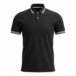 เสื้อโปโลผู้ชายสีน้ำเงินเข้มแบบถักปิเก้ |   ชุดยูนิฟอร์มแขนสั้นระบายอากาศได้ดีและเสื้อลำลอง |   รับสั่งซื้อจำนวนมากได้ - Product Image 1