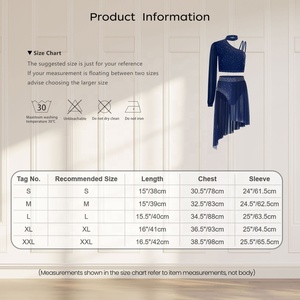 Completo da ballo latino lirico da donna: top corto, slip, pantaloncini e gonna in chiffon - Costume moderno per performance di danza, ballo da sala e <span class=keywords><strong>jazz</strong></span> - Product Image 6