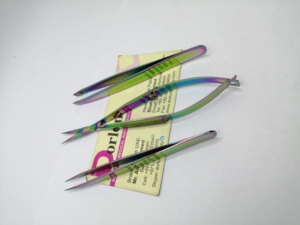 Top Selling Eyebrow Tweezers And Spring Scissor Set Custom Private Logo Rainbow Eyebrow Trimming Scissor Slanted Pointed Tweezer - Product Image 6