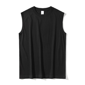 เสื้อกล้ามออกกำลังกายผู้ชายสั่งทำขายส่ง ผ้าฝ้าย 95% สแปนเด็กซ์ 5% – ทรงเข้ารูป ผ้าริบ สำหรับฟิตเนส - Product Image 4