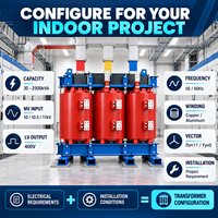 Transformateur sec intérieur 30-2500 kVA 10 kV 11 kV 400 V triphasé pour service de station, élévateur abaisseur de tension, à économie d'énergie