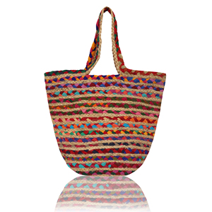 Bolso de Playa de Yute y Algodón Ecológico, Tendencia 2026, Hecho a Mano en India, Bolso Bandolera de Hombro Abierto, Moda de Verano - Product Image 5
