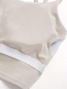Women Twist Back Sports Bra Double Spaghetti Strap Scoop <b>Neck</b> Removable <b>Padded</b> Activewear Yoga Bralette Low Impact Crop Top - Product Image 6