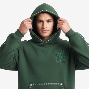 Sudadera con Capucha Verde Bosque de Alta Calidad al por Mayor, con Pedrería, Ajuste Relajado, Hombros Caídos, Informal, de Algodón y Forro Polar - Product Image 4