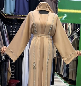 Abaya parapluie tendance, style Dubaï, ornée de perles et de paillettes, à manches longues, traditionnelle musulmane, faite à la main, pour mariage, respirante, col en V pour femme - Product Image 2