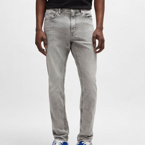 Jean en denim décontracté pour homme, tendance, couleur unie, coupe large, taille élastique, en coton respirant, service ODM personnalisé - Product Image 2