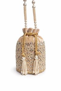 Bolso Potli Elegante y Accesible con Cuentas para Mujer, con Bordado a Mano Detallado, para Fiestas de Recepción y Eventos Culturales - Product Image 4
