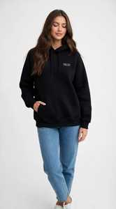ONETEN APPARELS Conjunto de Sudadera Corta Azul Marino y Pantalones Jogger de Pierna Ancha para Mujer, Manga Larga, Estampado, Estilo Urbano, Chándal Holgado para Otoño - Product Image 1