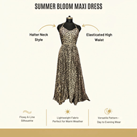 Robe florale en soie noire exotique - Robe longue haute couture à coutures soignées