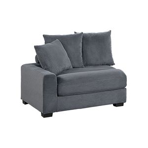 Set Divano Modulare Contemporaneo in Corduroy Grigio Scuro 4 Pezzi con Poltrona Senza Braccioli e Pouf per Soggiorno - Product Image 6