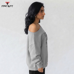 Wholesale Price Oversized Women <b>Sweatshirt</b> With Drop <b>Shoulder</b> Soft Fabric Slash neck Streetwear for Winter - Product Image 6
