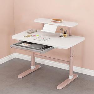 बच्चों के फर्नीचर सफेद और गुलाबी लकड़ी के कार्यालय के साथ स्कूल अध्ययन छात्रों के लिए बढ़ती डेस्क लेखन - Product Image 2