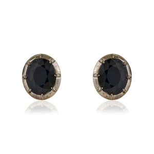 Productos en Oferta, Pendientes de Oro Amarillo de 14 Quilates con Zafiro Azul y Baño de Rodio Negro, con Piedra Preciosa Solitaria, para Nacidos en Septiembre - Product Image 1
