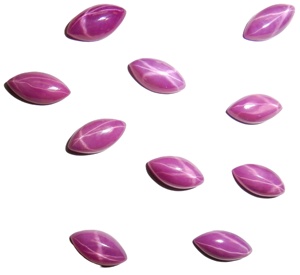 Rubis Étoilé Rose Taille Marquise 5x10 mm 2 Carats Créé en Laboratoire Poli Opaque Cabochon avec Effet Étoile à 6 Branches pour la Fabrication de Bijoux - Product Image 1