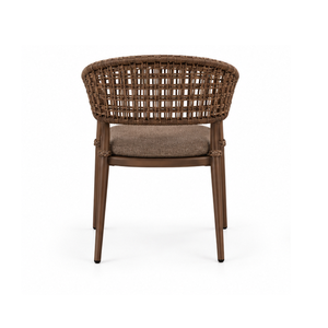 Sillón de Comedor Curvo Tejido con Estructura de Aluminio y Asiento Tapizado para Hostelería Moderna y Mobiliario Comercial - Product Image 4