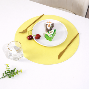 <b>Top</b> Selling Luxury Faux PU Leather Placemat Wipeable Handmade <b>Festive</b> Events Homes Modern Customized Rounded Coffee Dining Table - Product Image 3