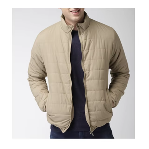Veste matelassée légère pour homme, couleur beige kaki, col montant, fermeture éclair, manteau d'hiver, fabrication OEM, vêtements d'extérieur décontractés de qualité supérieure - Product Image 2