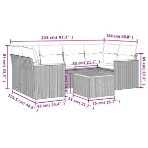 Juego de sofás de patio de ratán sintético negro de 7 piezas con cojines, elegantes muebles de exterior - Product Image 3