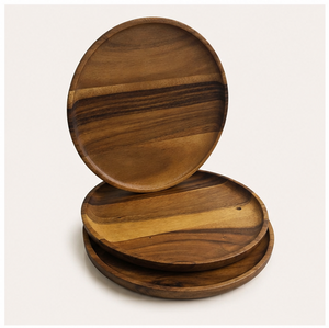 Luxury Round Acacia Wood Charger <b>Plates</b> for Wedding Table <b>Decoration</b> Handcrafted Eco-Friendly Sustainable Wooden Serving <b>Plate</b> - Product Image 2