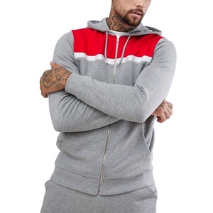 Wholesale Men's Homme Slim Fit Tracksuit Set Zip Up Hoodie Fitted Cuffs Skinny Joggers Color Block Sweat Suit - Product Image 1