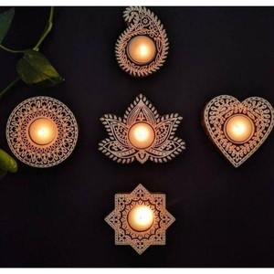 Porte-bougie en bois de Sheesham avec incrustations en laiton - Vente en gros Moradabad - Product Image 2