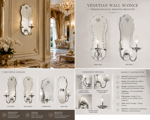 Venetian Baroque Luxury <b>Wall</b> <b>Sconce</b> | Elegant Antique Style Handmade Decorative Lighting Ornate Carved Details Wedding Diwali - Product Image 5