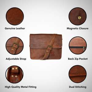 Bolso Bandolera de Cuero Genuino para Hombre, con Solapa, Ligero, Moderno, para Portátil, para Oficina y Uso Casual - Product Image 2