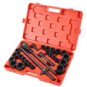 Jeu de douilles à chocs 27 pièces, 3/4 po, SAE 7/8 po à 2 po, métrique 22 mm à 50 mm, 6 pans, en acier allié Cr-V, pour réparation automobile - Product Image 4