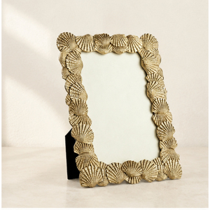 Luxury Gold Seashell Metal Photo Frame Ornate Scallop Shell Border Picture Frame for Tabletop Wedding and Coastal Home Decor - Product Image 1