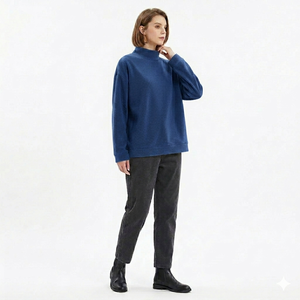 Nouveau Pull Décontracté Femme 2026 Personnalisé à Col Montant Brodé en Polaire Respirant Polyester/Coton pour l'Hiver - Product Image 5