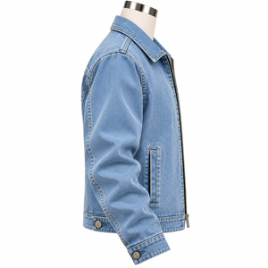 Chaqueta de Mezclilla Azul Claro para Hombre de Alta Calidad, con Cierre Frontal, Bordado, Estilo Casual, Corte Regular, Tejido de Algodón, para Otoño - Product Image 4