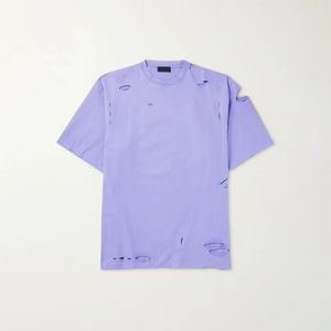 Nouveaux T-shirts en tricot tendance pour hommes, personnalisés, effet usé, 100% coton, coupe classique avec motif pour hommes - Product Image 5