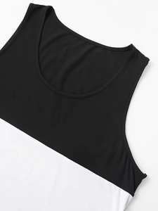 Men's Cotton/Bamboo Fiber Solid Color Breathable Quick Dry Slim Casual Gym <b>Running</b> Comfortable Customizable Tank Top - Product Image 1