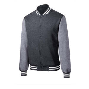 Veste de baseball pour homme de haute qualité, best-seller, en tissu de coton, col montant avec manches en cuir, prix abordable. - Product Image 5
