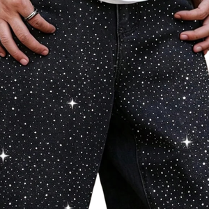 Pantalones Cortos de Mezclilla Negros Estampados para Hombre, Corte Holgado, Algodón, Casuales, Verano, Ropa Urbana, Cómodos, Suaves, Transpirables, Uso Diario, Moda - Product Image 3