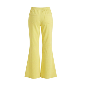 Pantalones Acampanados Personalizados para Mujer, Cintura Media Elástica, 100% Algodón, Ecológicos, Fabricante de Ropa OEM ODM, Venta al Por Mayor - Product Image 2