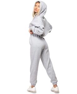 Ensemble survêtement streetwear tendance pour femme grande taille, deux pièces, hiver, uni, respirant, avec sweat à capuche et pantalon de survêtement longueur genou, coupe décontractée - Product Image 3