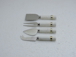 4 Piece Sustainable Eco-Friendly Cheese Utensil <b>Set</b> Stainless Steel Blades Wood Resin Handles Hand Wash Only Food Safe Serving - Product Image 4